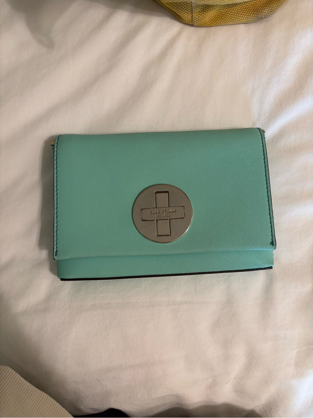 kate spade mint green turn-lock clutch wallet